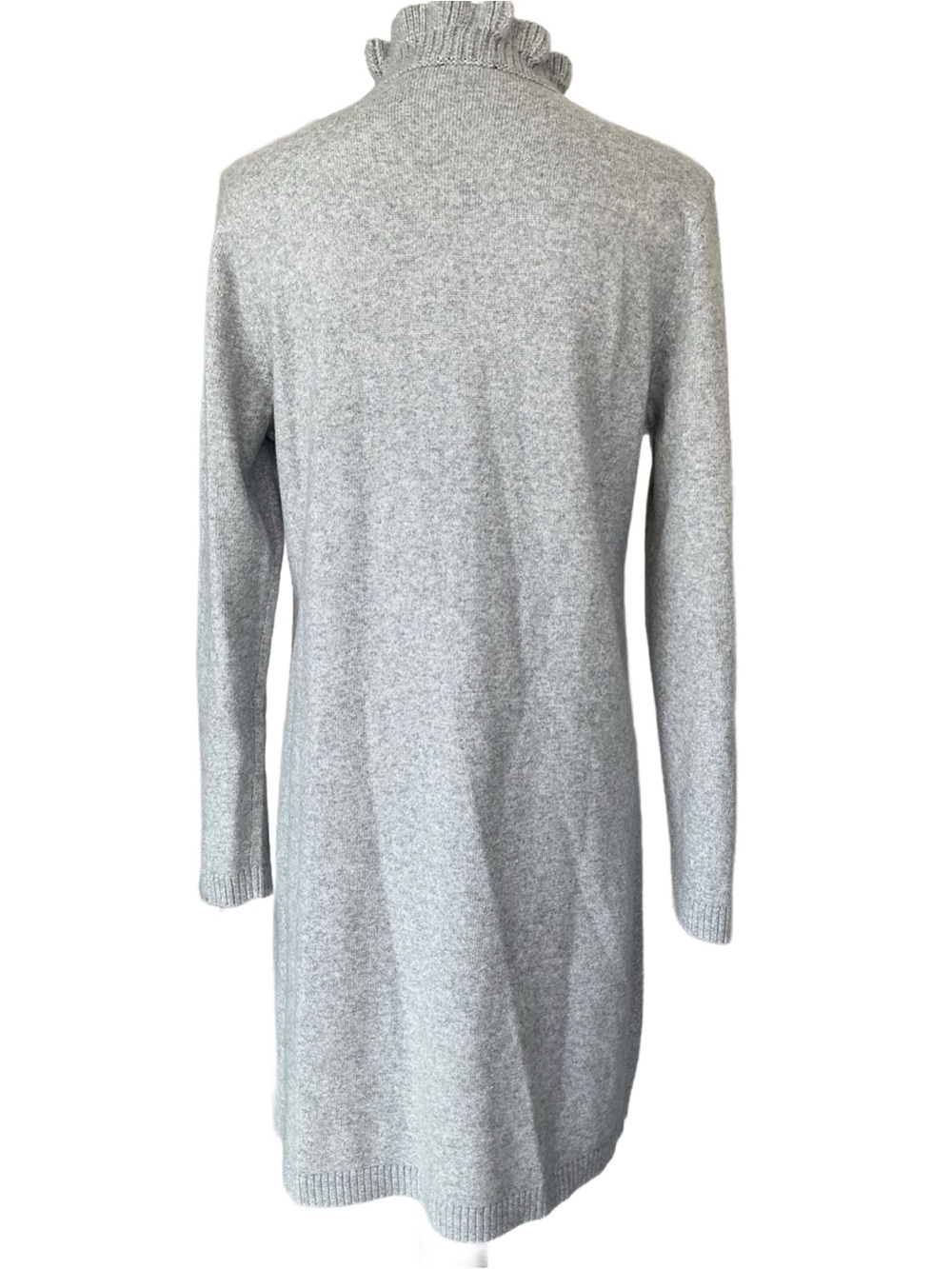 Talbots Light Gray Cable-Knit Collared Button Front Sheath Dress - Picture 3 of 6